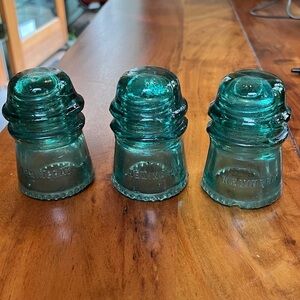 Set of 3 Hemingray No 16 Aqua Glass Insulators